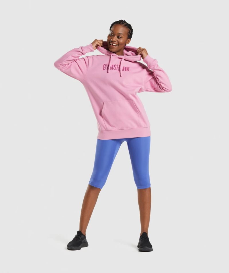 Bluzy Z Kapturem Gymshark Apollo Oversized Damskie Różowe | PL 815KLF